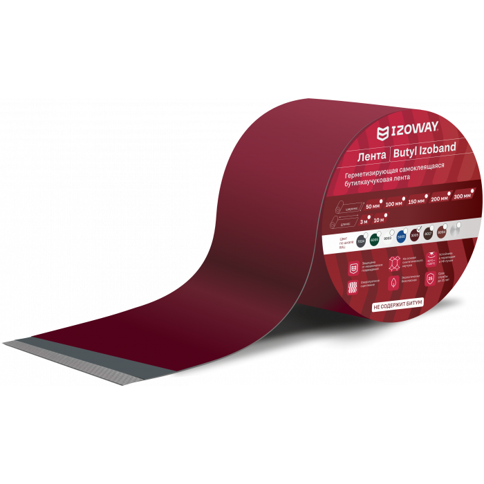Герметизирующая лента IZOWAY 100 мм*0,6мм (3п. м) Красный (1/18)