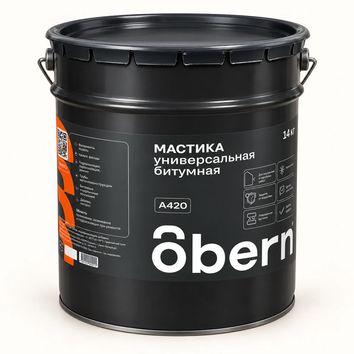 3D-иллюстрация: Мастика OBERN битумная универсальная 14кг/20л