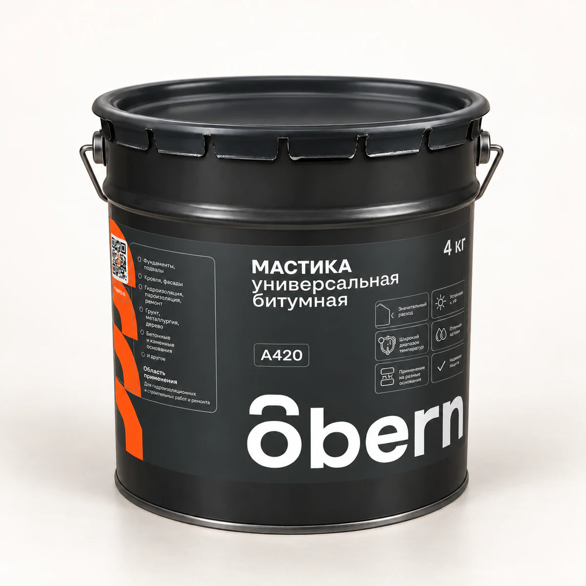 3D-иллюстрация: Мастика OBERN битумная универсальная 4кг/5л (1/120)