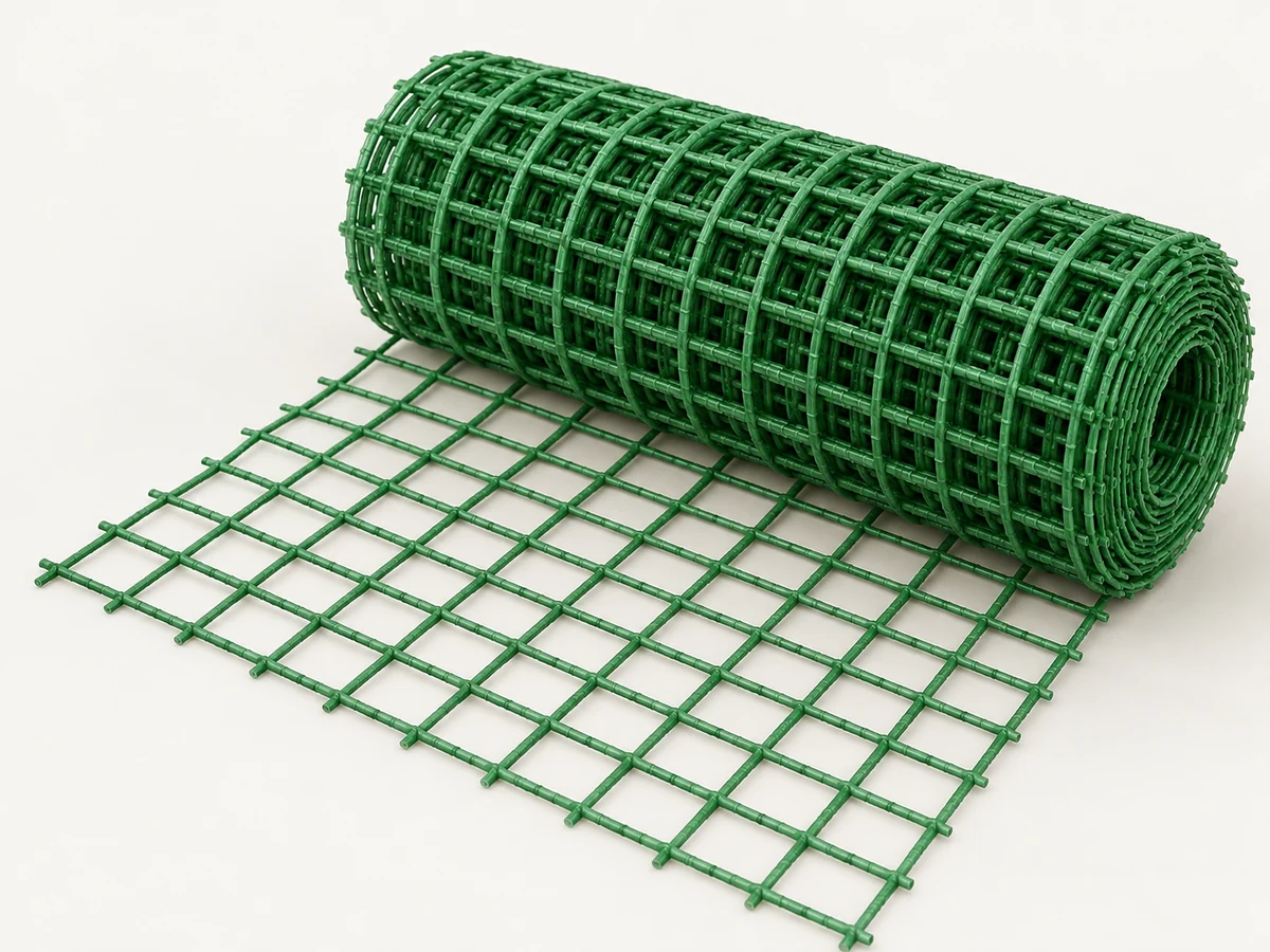3D-иллюстрация: Сетка композитная ЗЕЛЁНАЯ 50x50x2,5 мм 0.5x30 м