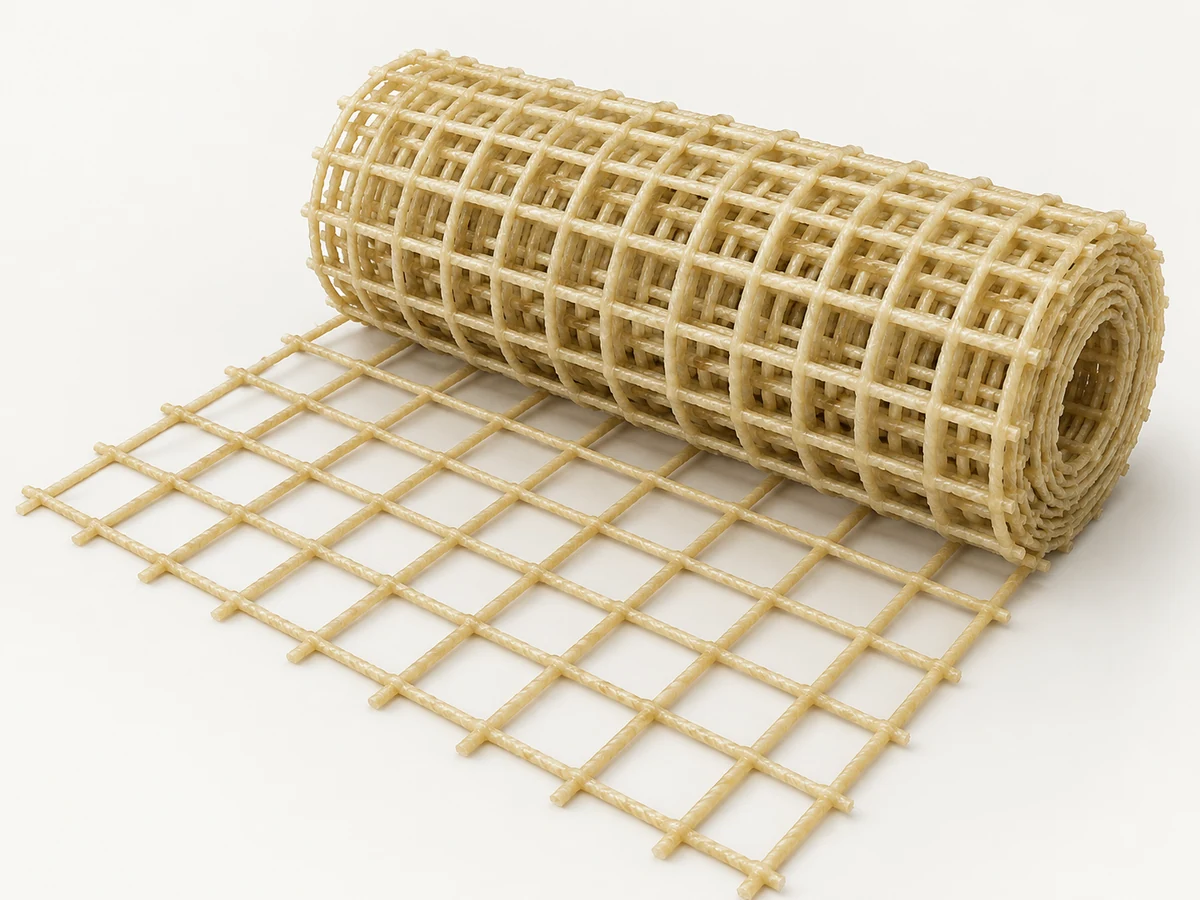 3D-иллюстрация: Сетка композитная 50x50x3 мм 1.0x25 м
